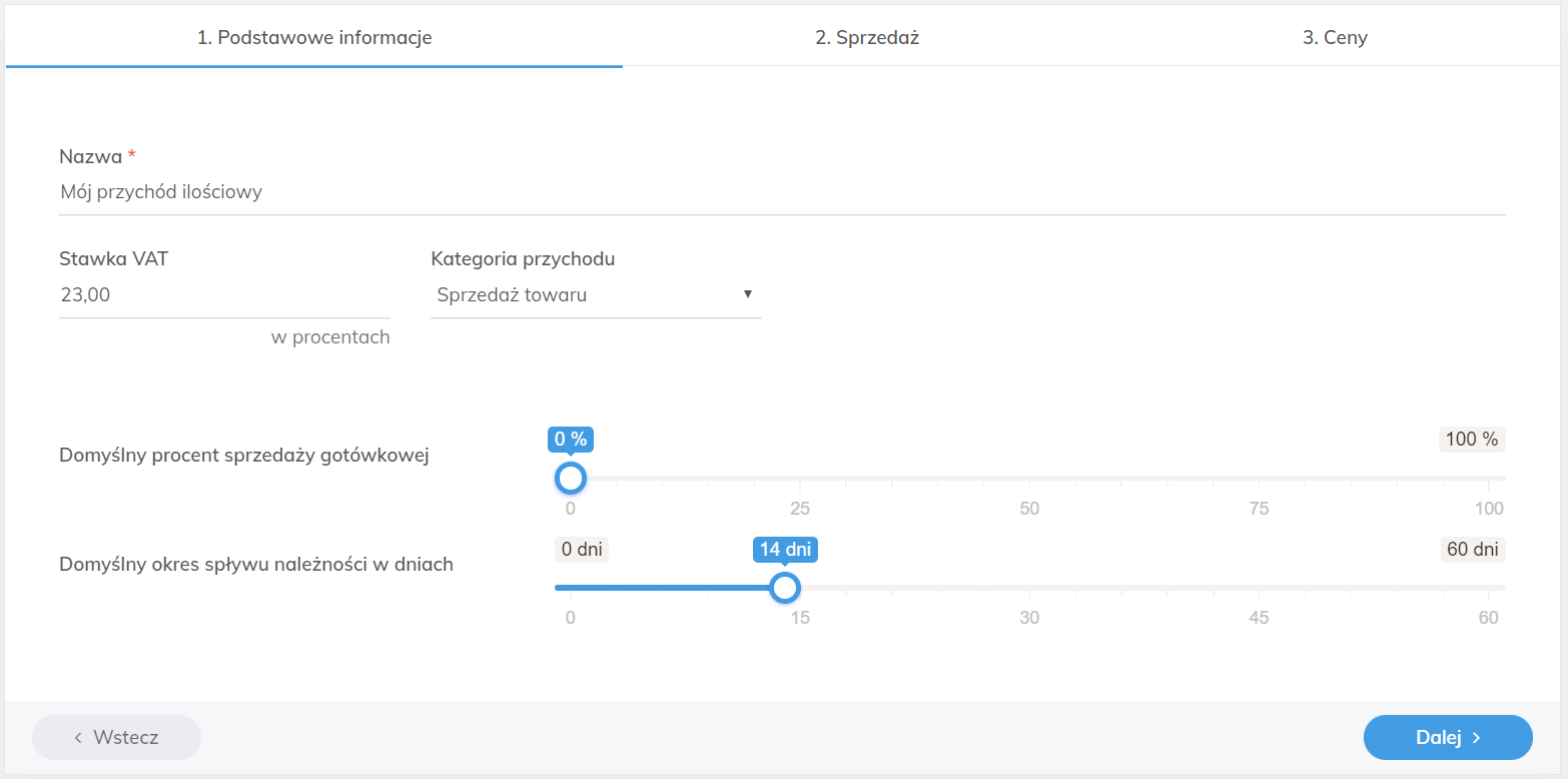 kreatory przychody ilościowe