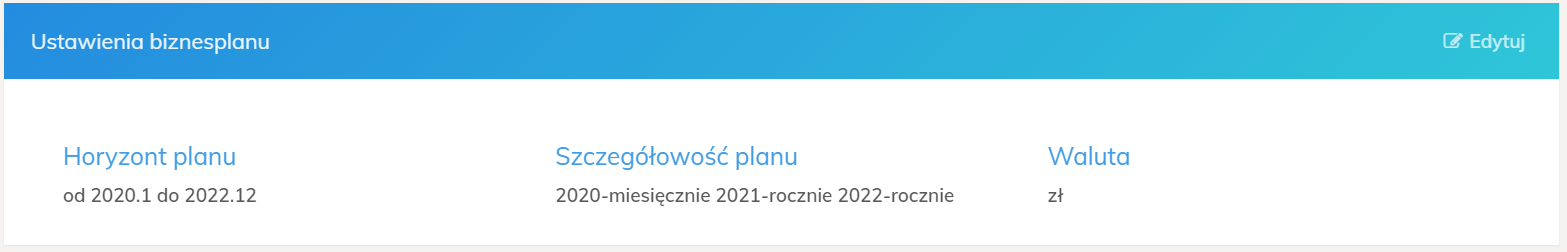 ustawienia horyzontu planu