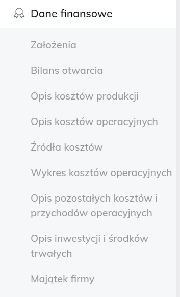 Menu majątek