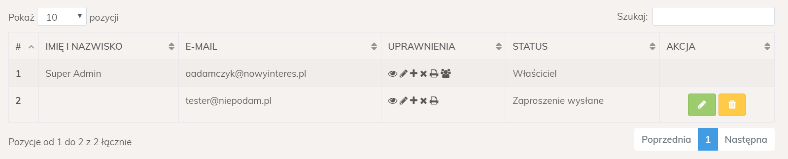 Zaproszenie użytkownika wysłane